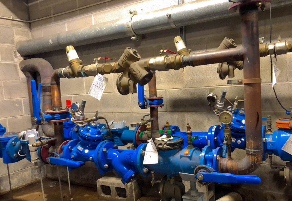 Backflow RPZ installed with a bypass at a water meter