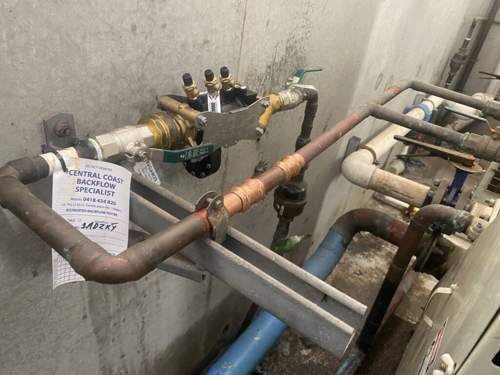 backflow device installed on a commercial system