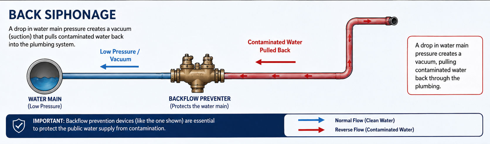 a backflow situation back siphonage occuring