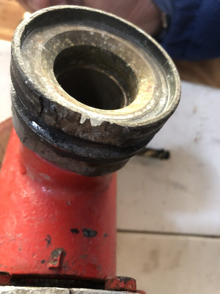 a worn knuckle on a DCV stand pipe